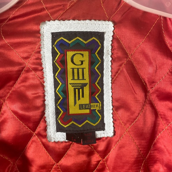 VTG GIII Carl Banks Jacket Womens XL Colorblock Leather Colorful 90s Crop Retro - Picture 3 of 16